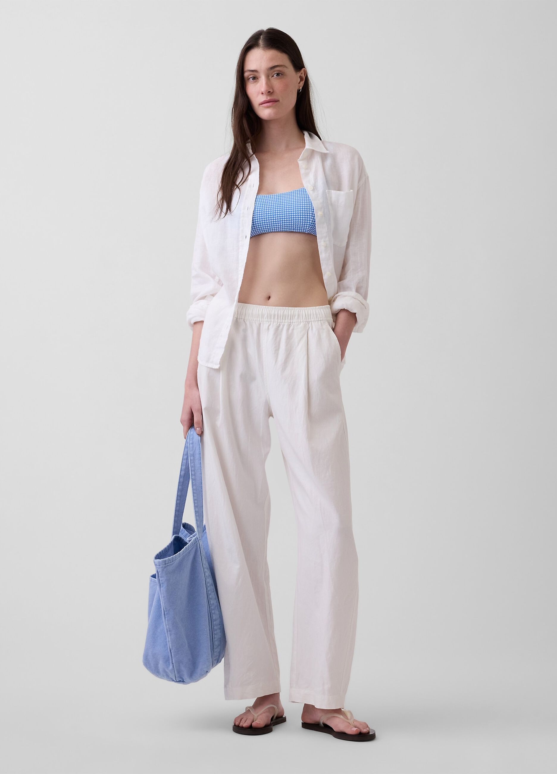 Linen-blend trousers