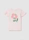 T-shirt with patchwork-effect flower application_0
