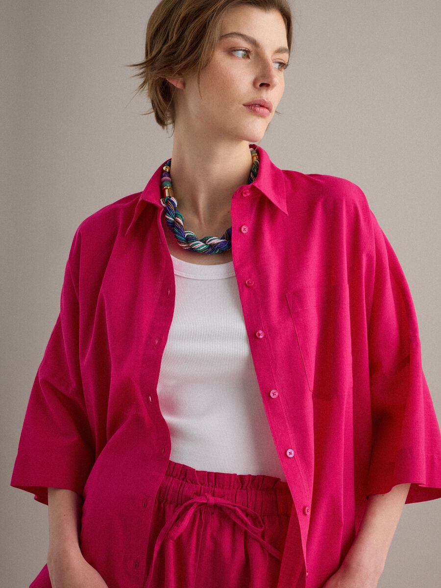 Camicia rosa in puro cotone over fit_0