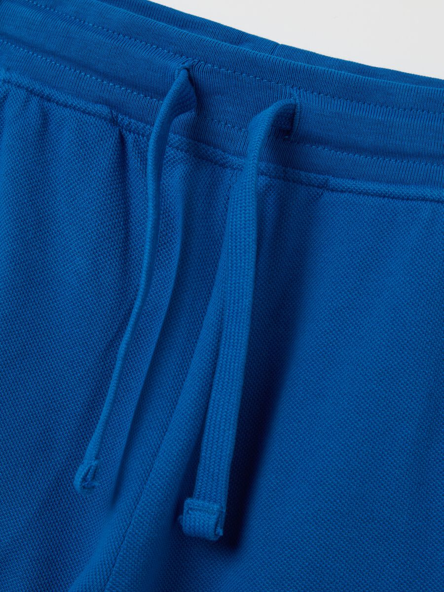 Blue shorts in cotton with drawstring_3