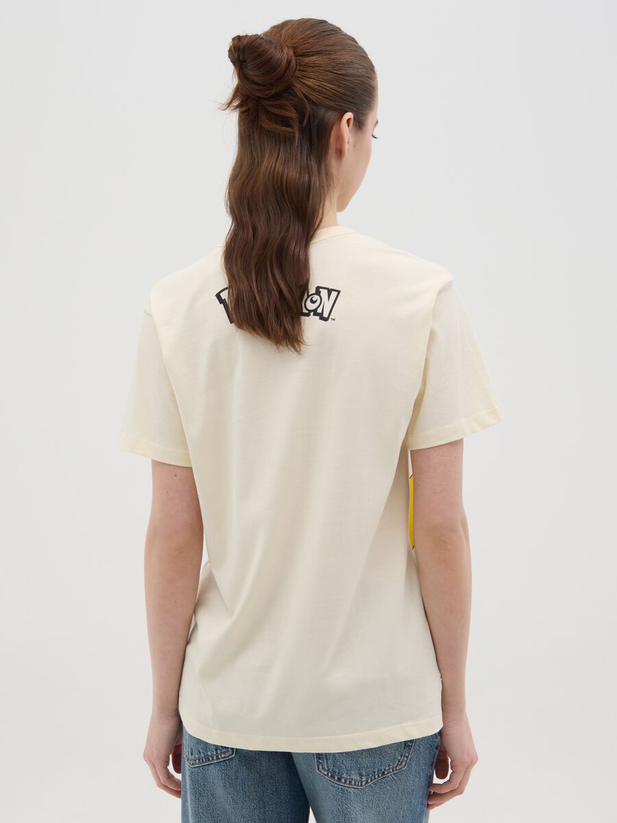 White cotton T-shirt with Eevee and Pikachu print_2