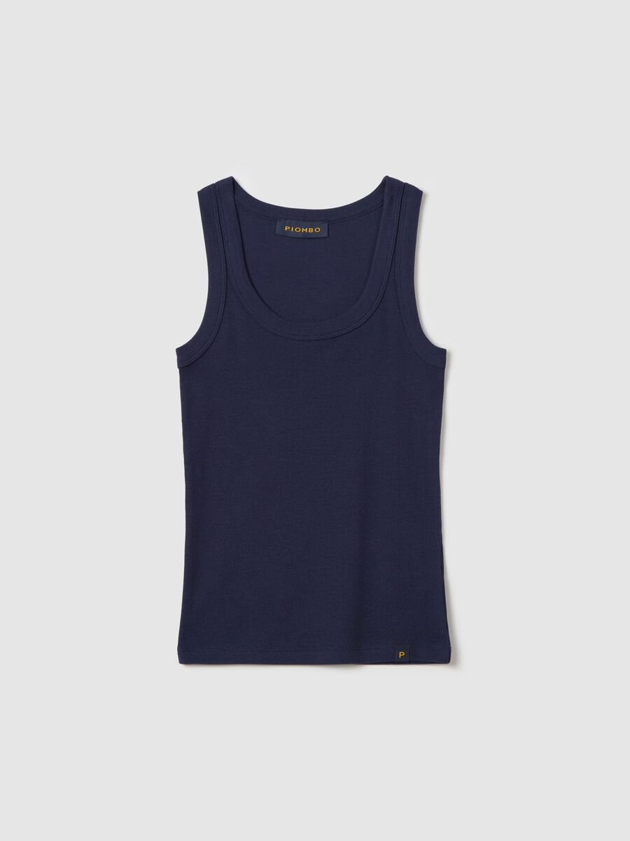 Dark blue ribbed tank top_4
