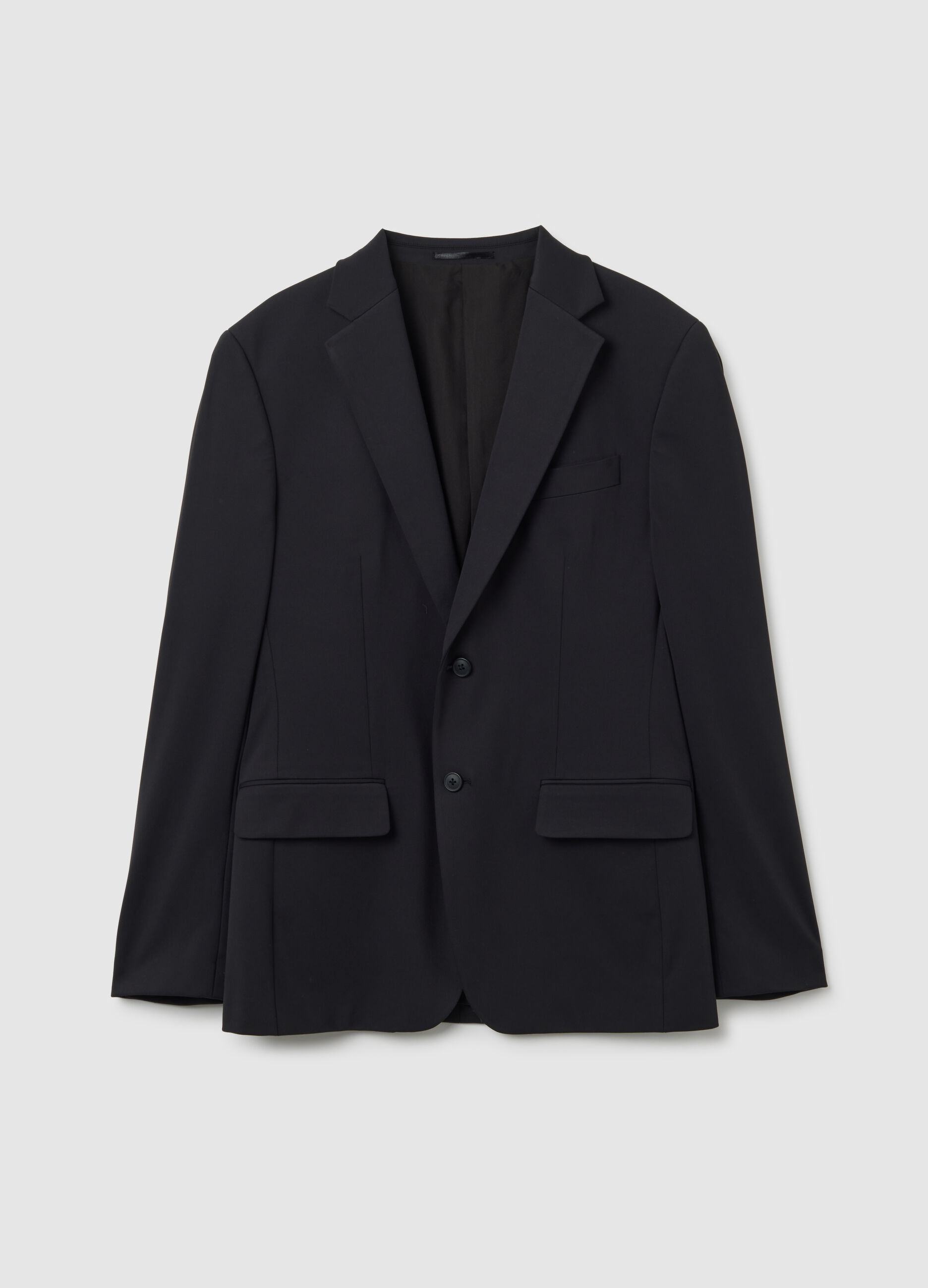 Black stretch fabric slim fit blazer