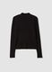 Black ribbed viscose-blend fitted top with high neck_4