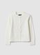White cotton-blend crew-neck cardigan, regular fit, for girls_0