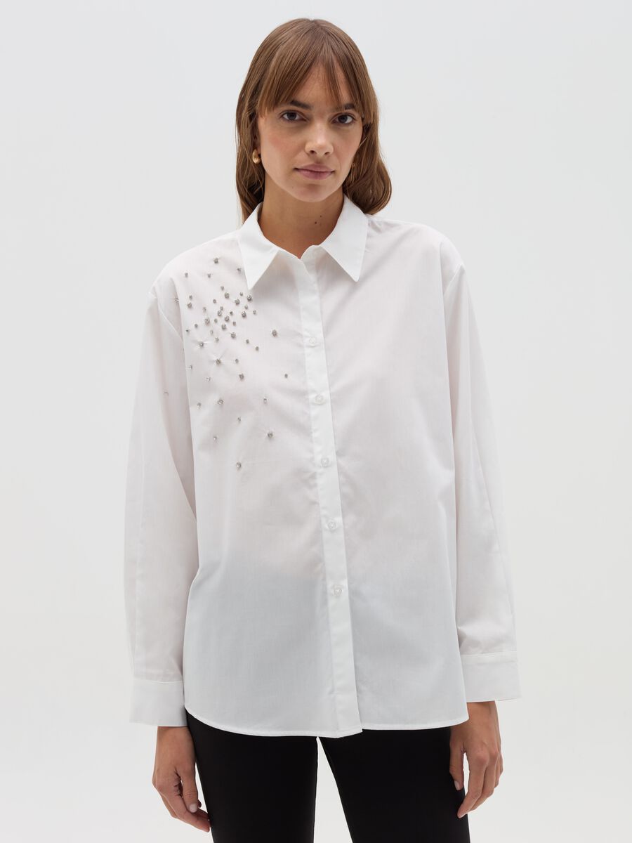 Cotton shirt with diamantés_0