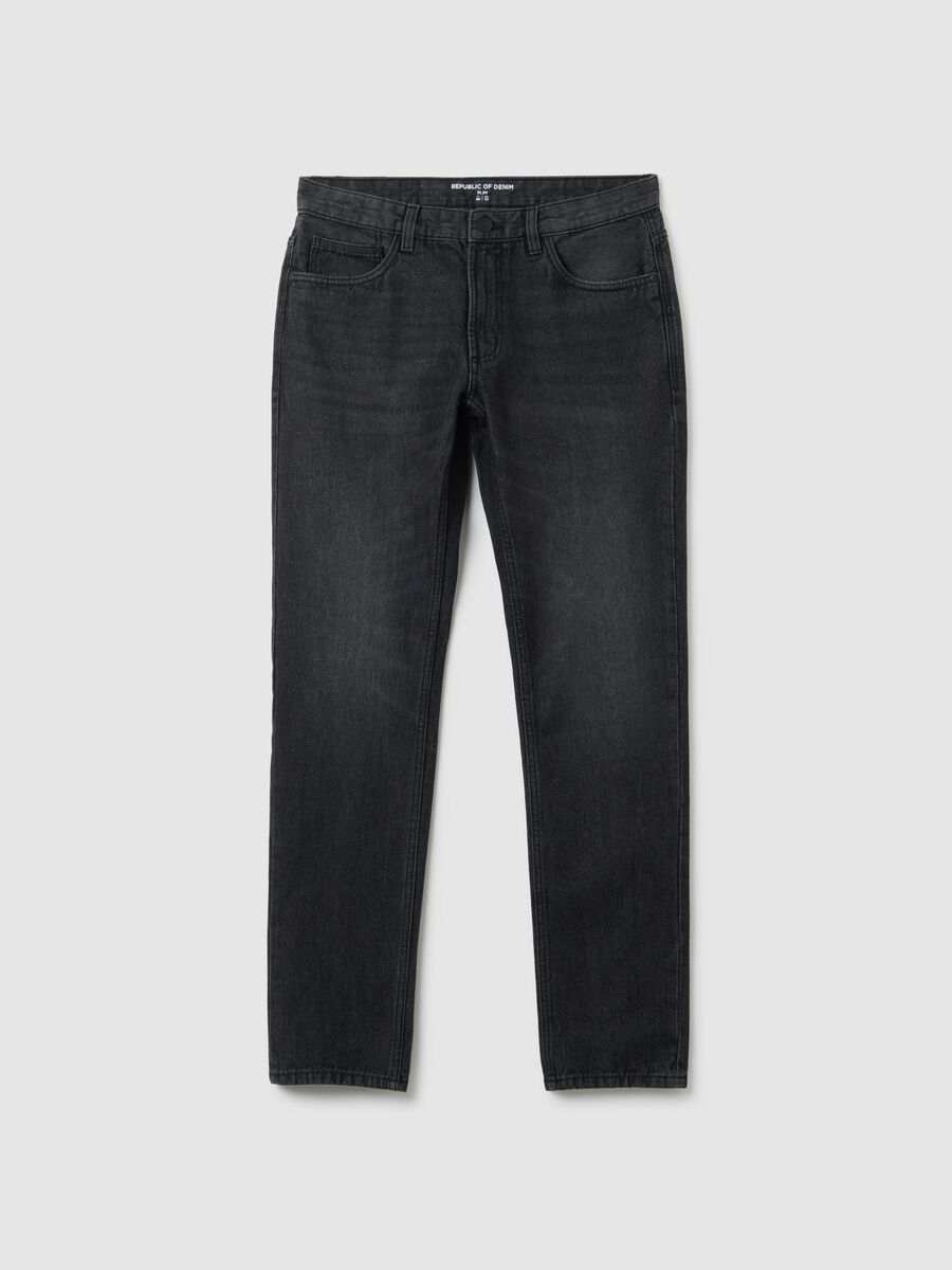 Slim fit pure black cotton jeans_4