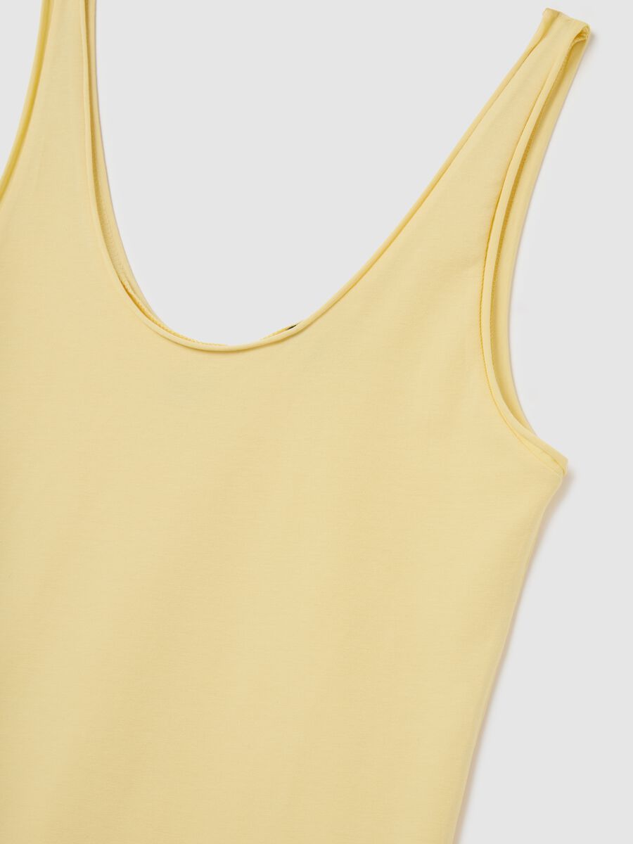 Women's Yellow Cotton Tank Top Regular Fit_1