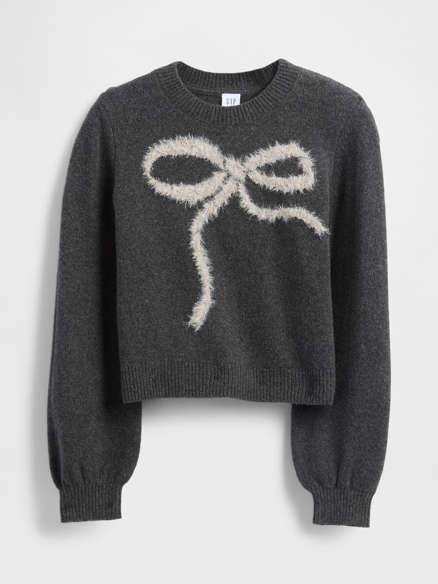 Maglione in misto cotone con fiocco_3