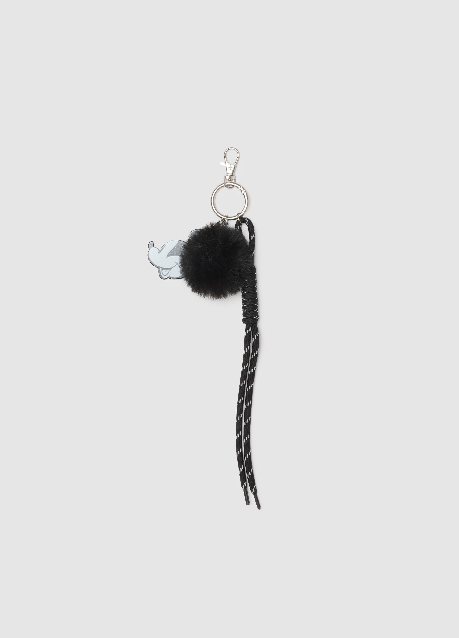 Black key ring with pompom and Disney charm