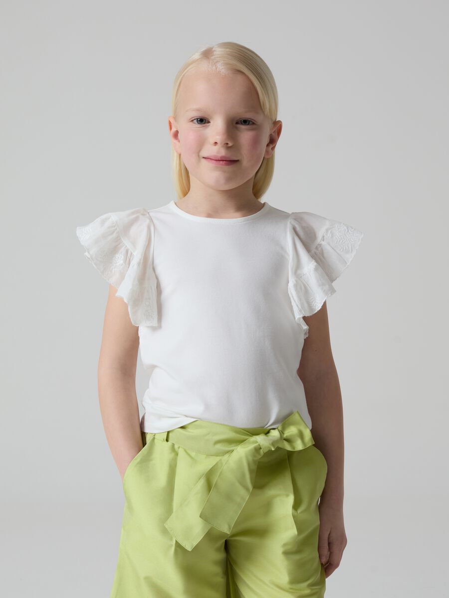T-shirt with butterfly sleeves and embroidery_0