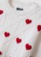 White cotton-blend jumper with openwork pattern and hearts for girls_4