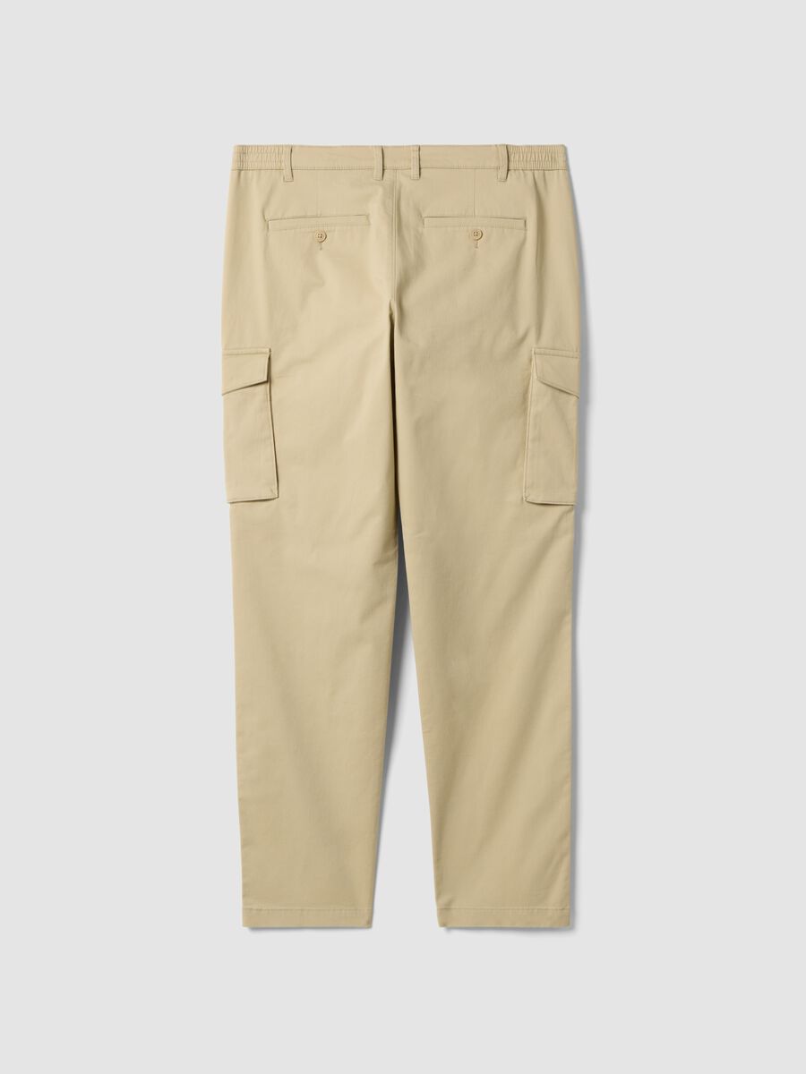 Pantaloni cargo beige in cotone elasticizzato slim fit_2
