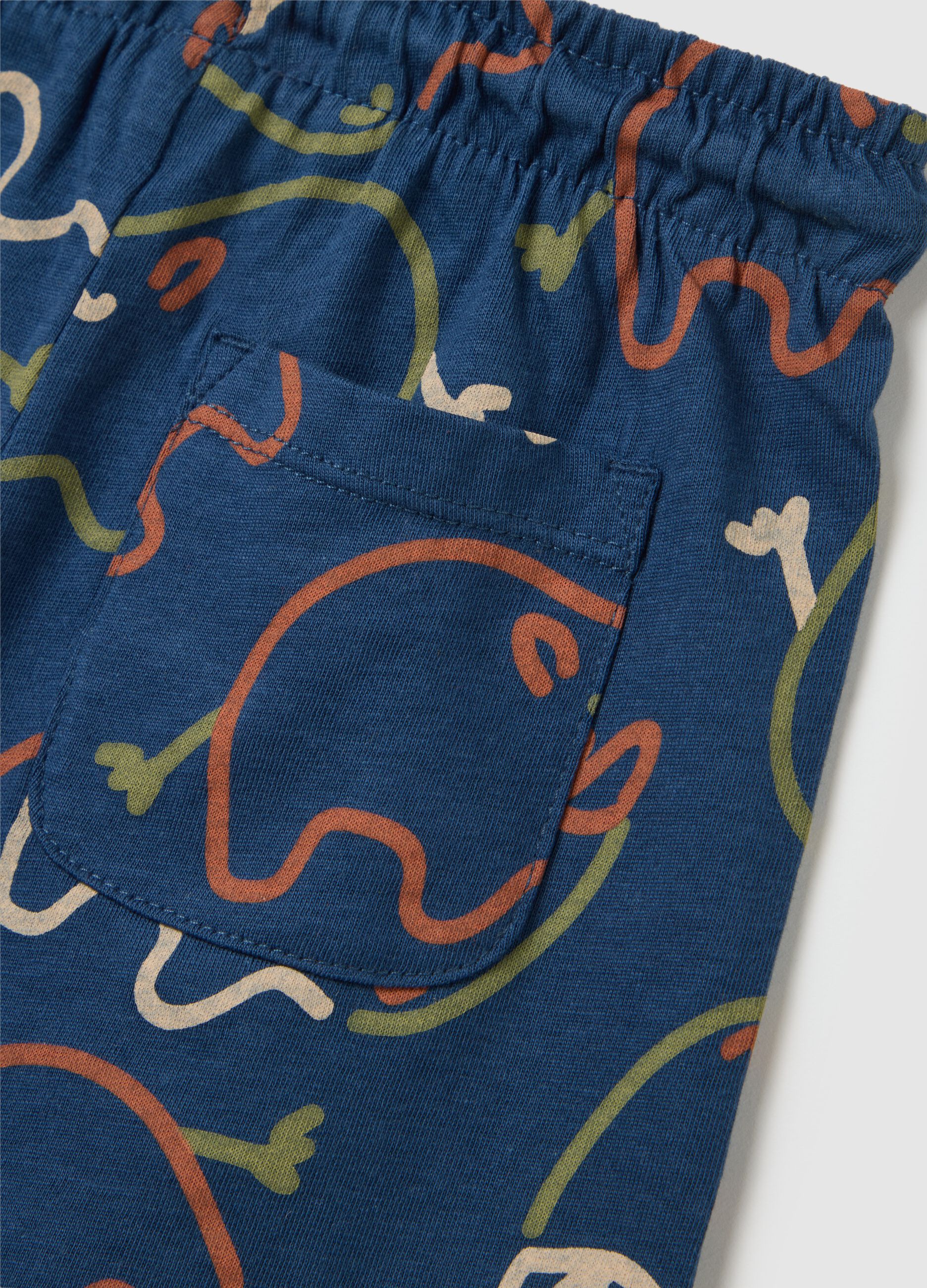 Children's blue pure cotton shorts regular fit with print