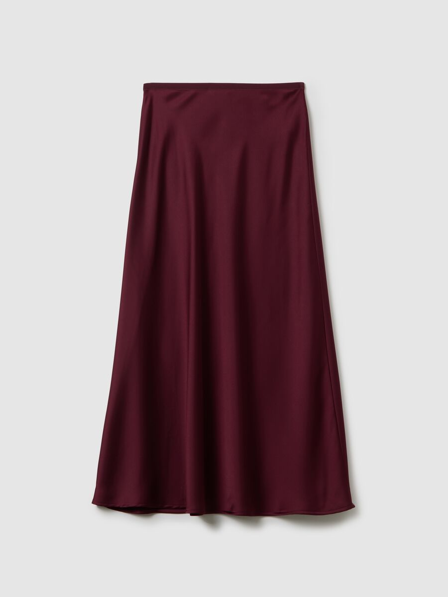 Gonna lunga in satin bordeaux regular fit_4