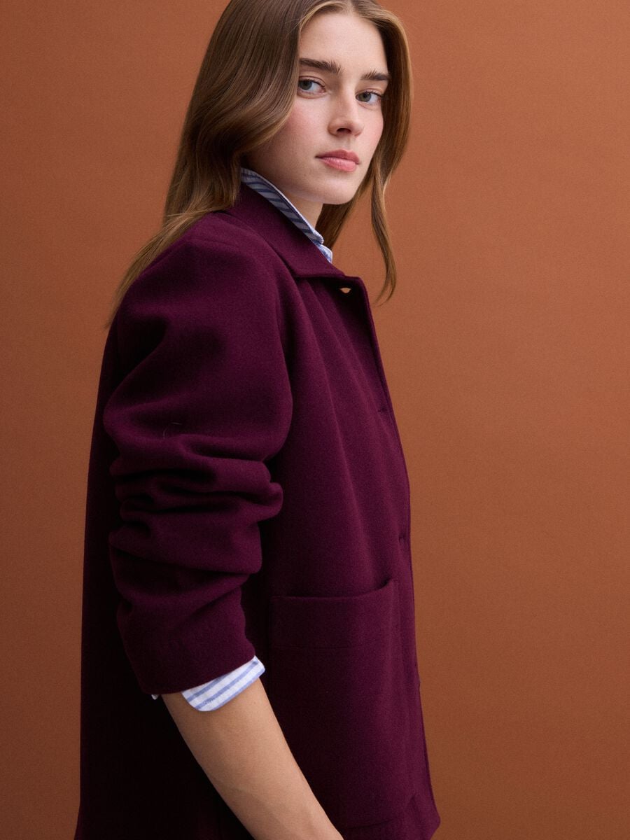 Giacca rossa burgundy in misto viscosa con girocollo regular fit_0
