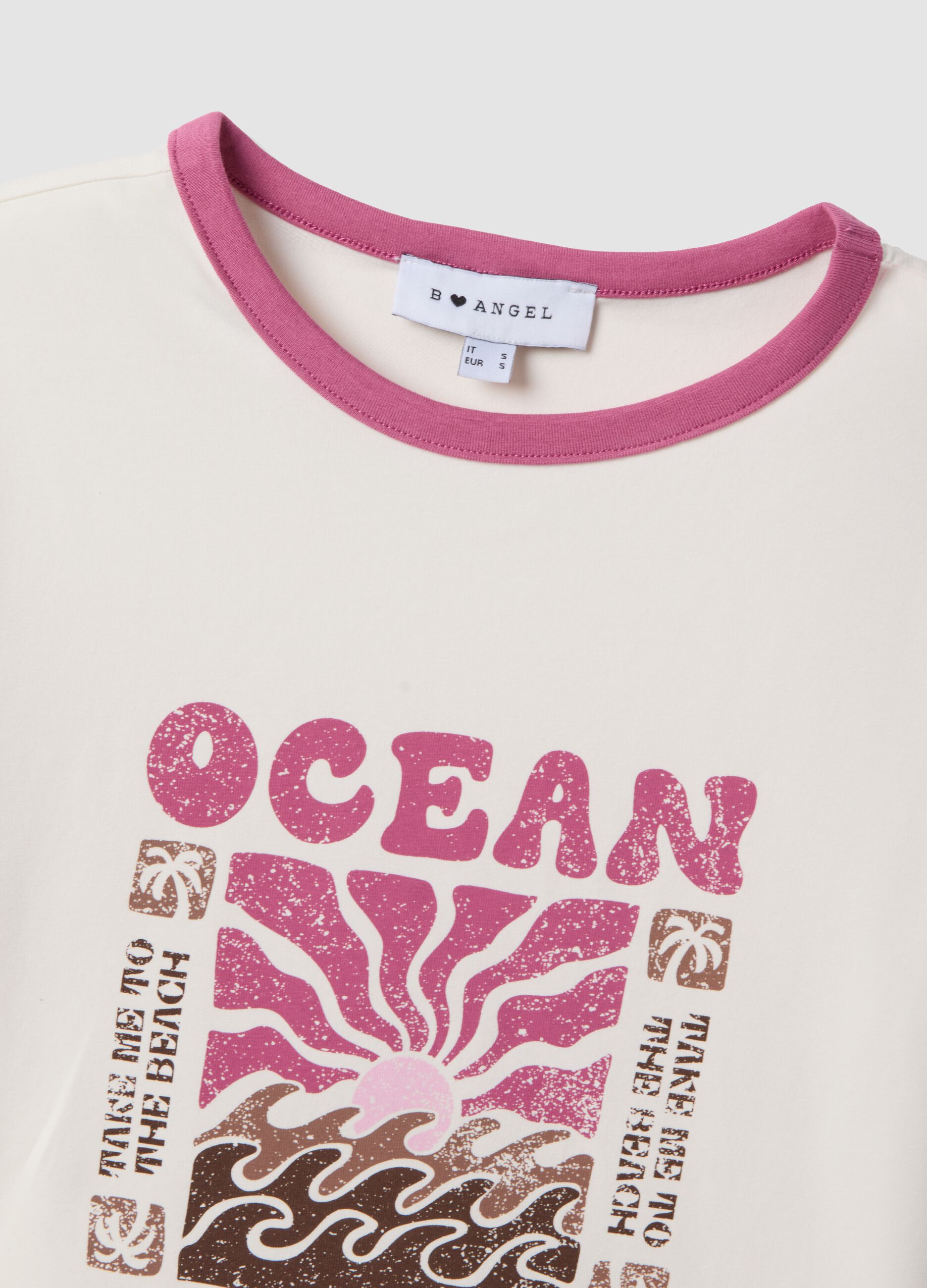 White regular-fit stretch cotton T-shirt with print