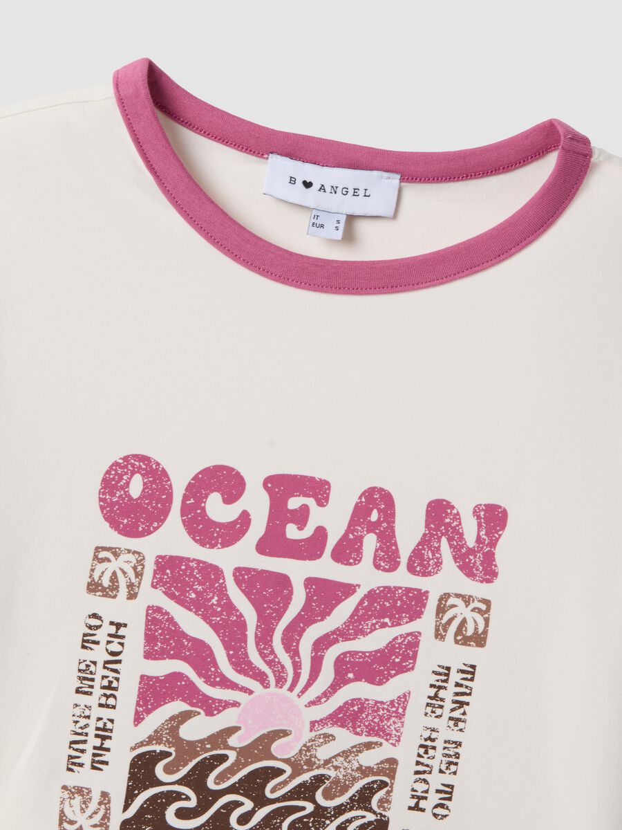 White regular-fit stretch cotton T-shirt with print_1