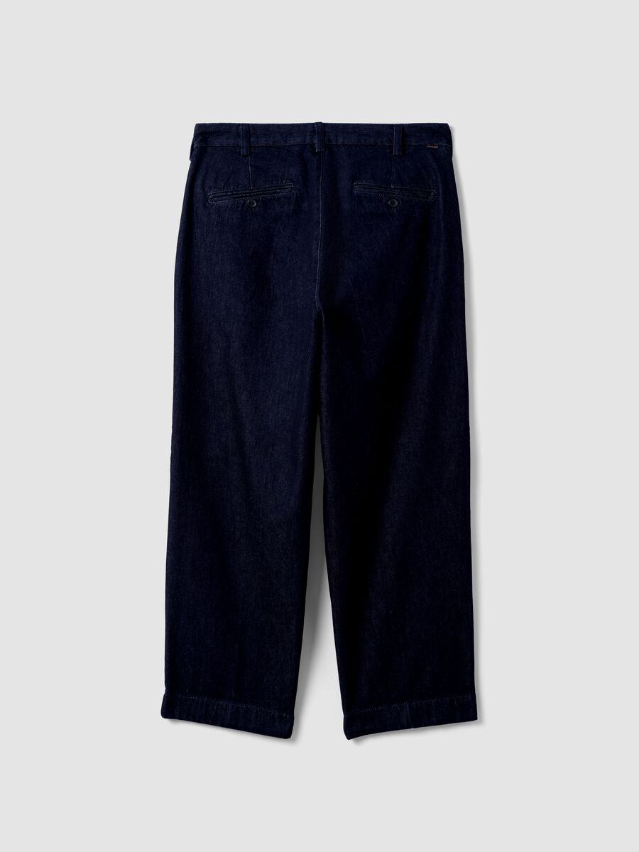 Jeans chino blu in puro cotone baggy fit_6