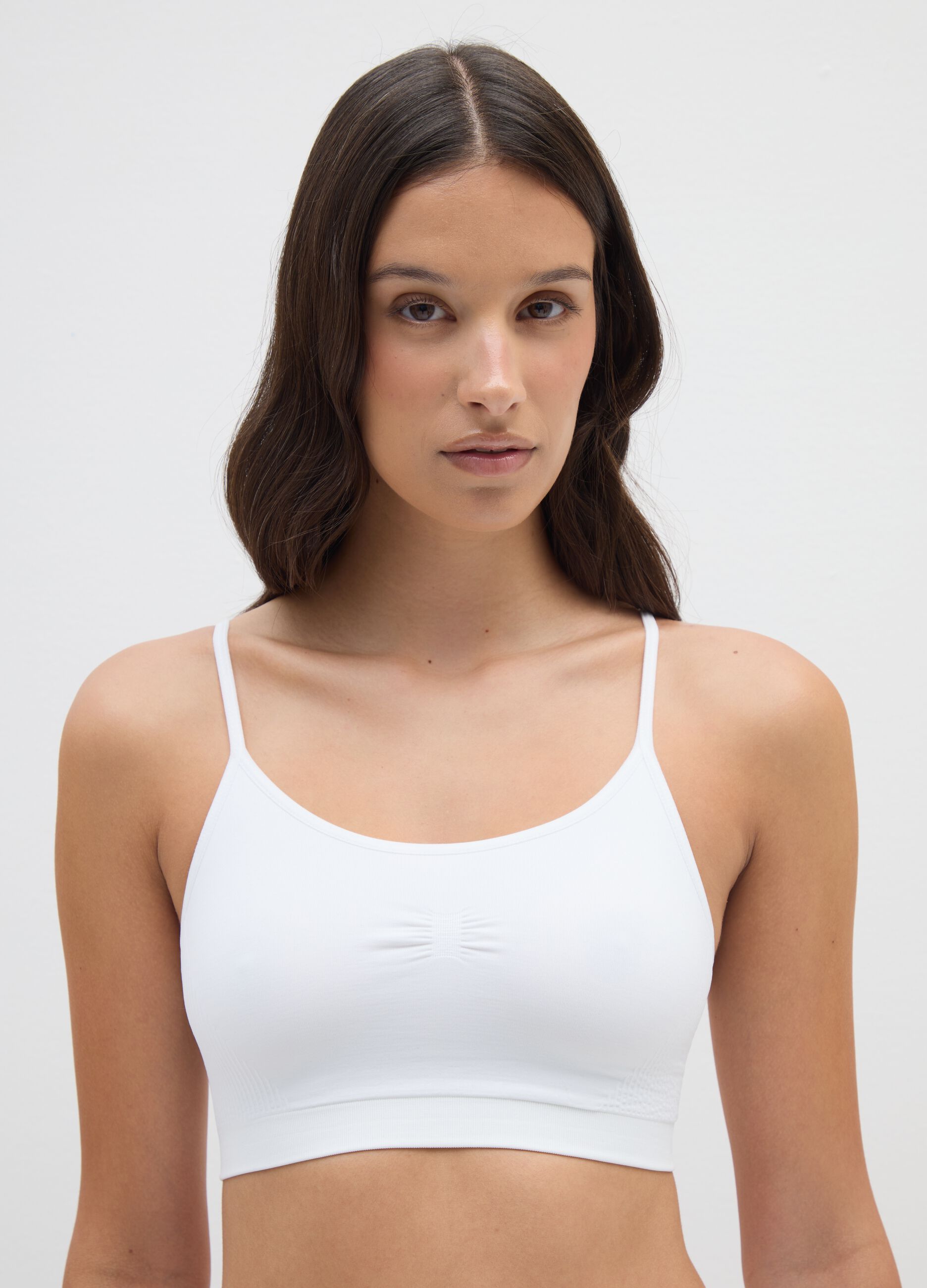 White Stretch Fabric Bra