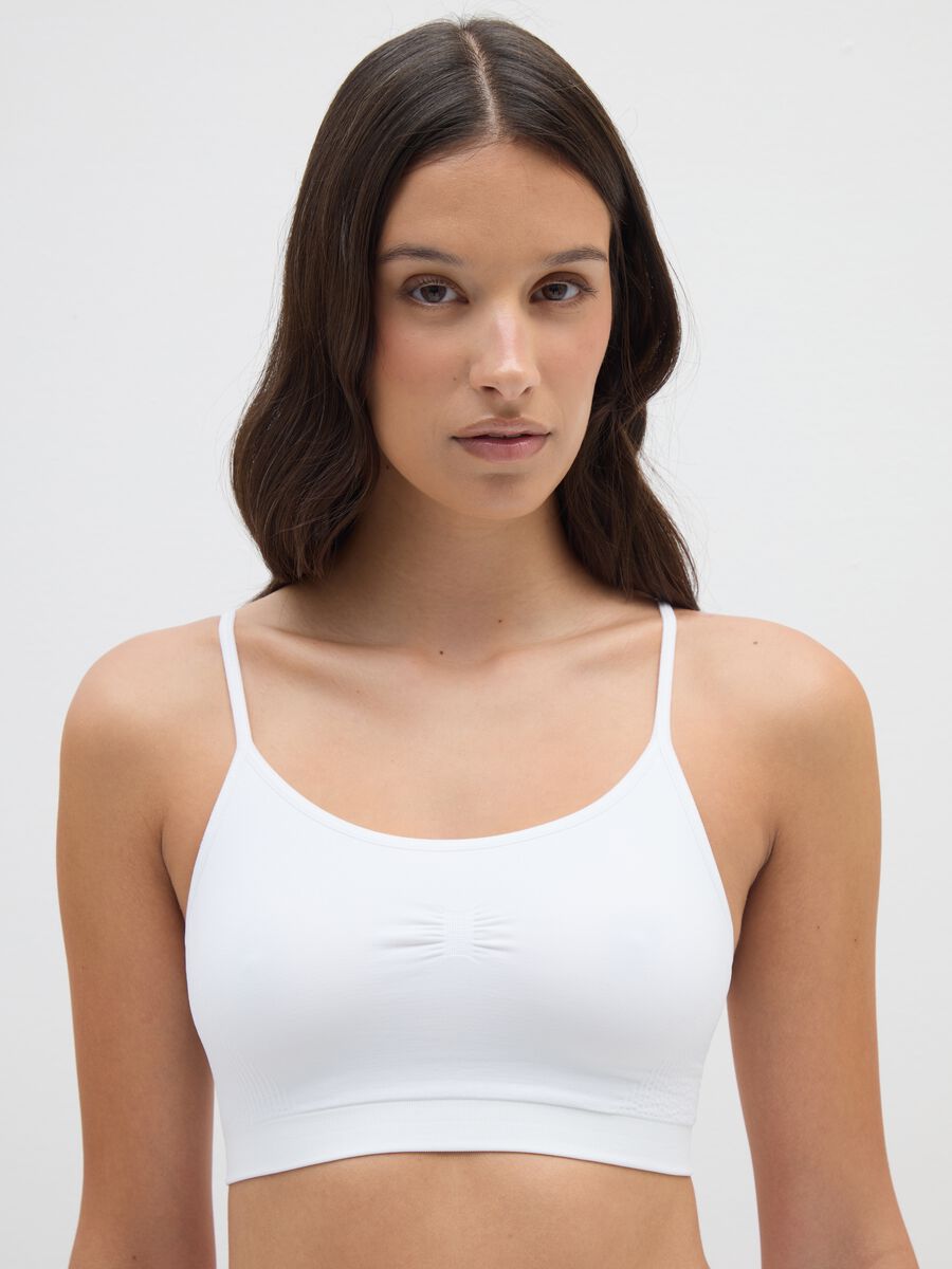 White Stretch Fabric Bra_0