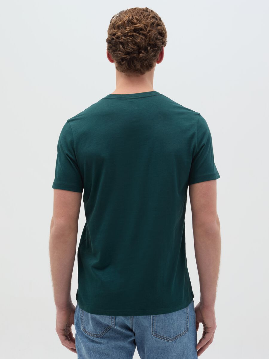 Slub cotton T-shirt with V neck_3