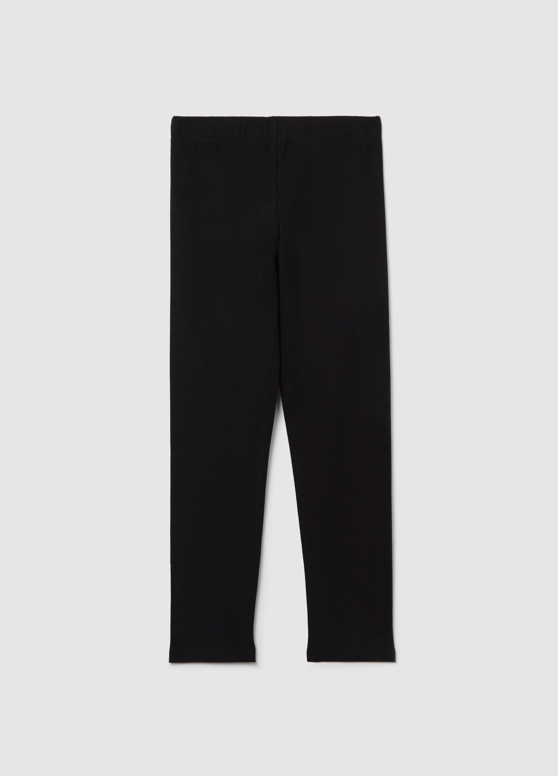 Black leggings in stretch cotton with "Palm Springs" print