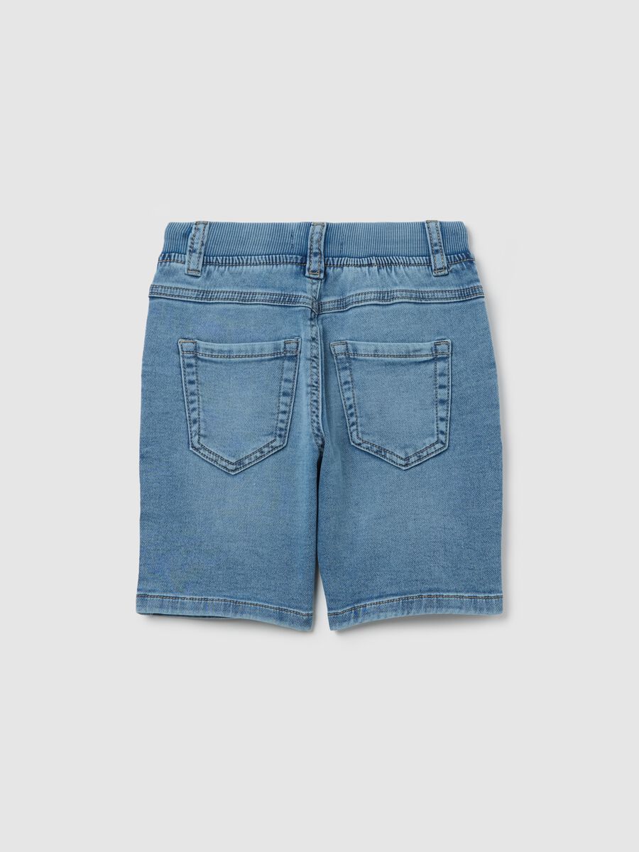 Denim Bermuda shorts with pockets and drawstring_1