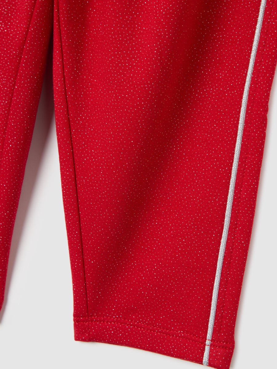 Pantaloni da bimba in cotone elasticizzato rossi con glitter_3