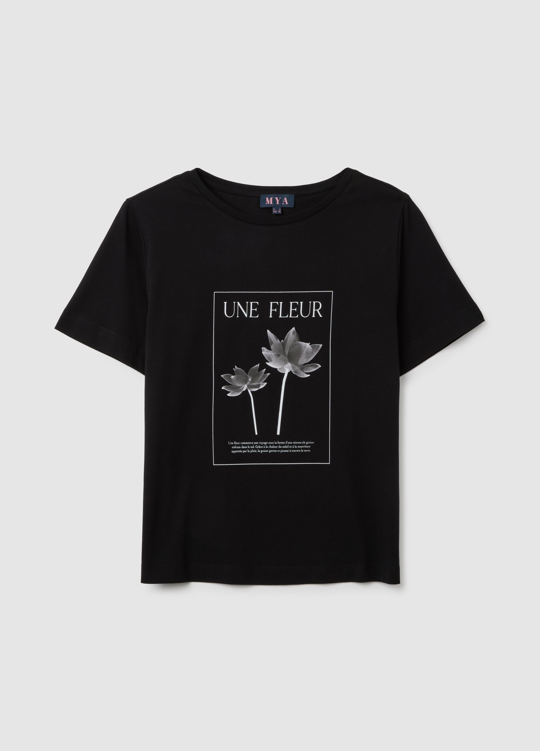Women's black pure cotton T-shirt