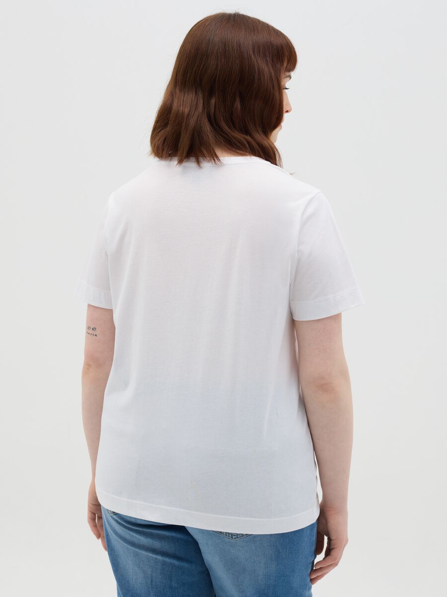 Curvy white short-sleeved T-shirt in cotton_2