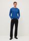 Blue crew neck pullover in cotton blend regular fit_0