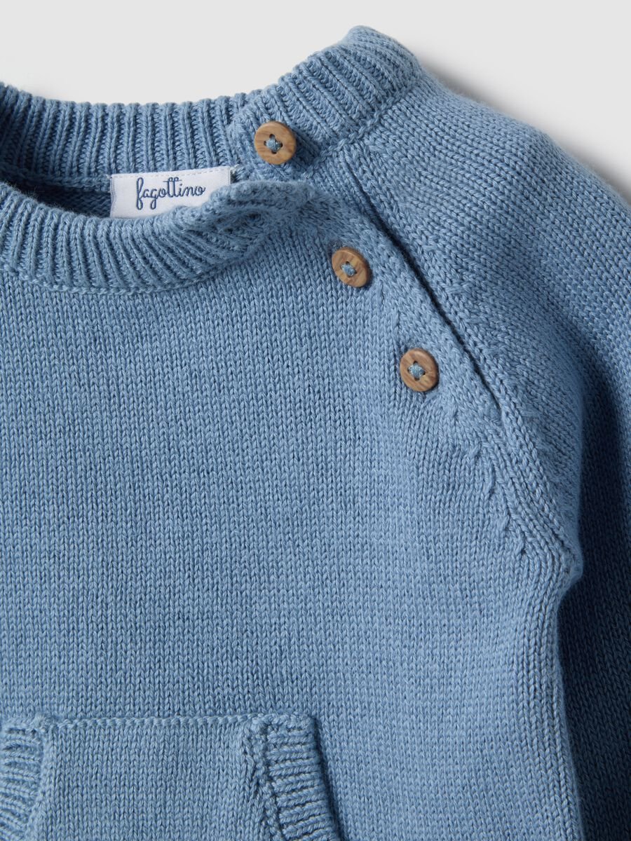 Baby regular fit blue pure cotton jumper with pocket_2