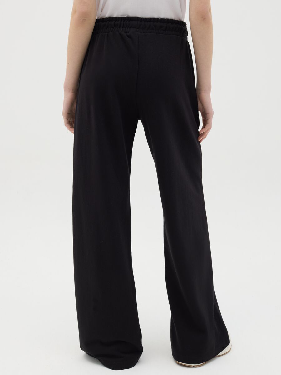 Black flare joggers with drawstring and logo print_3