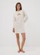 Camicia da notte beige in puro cotone organico con stampa cornetto_0