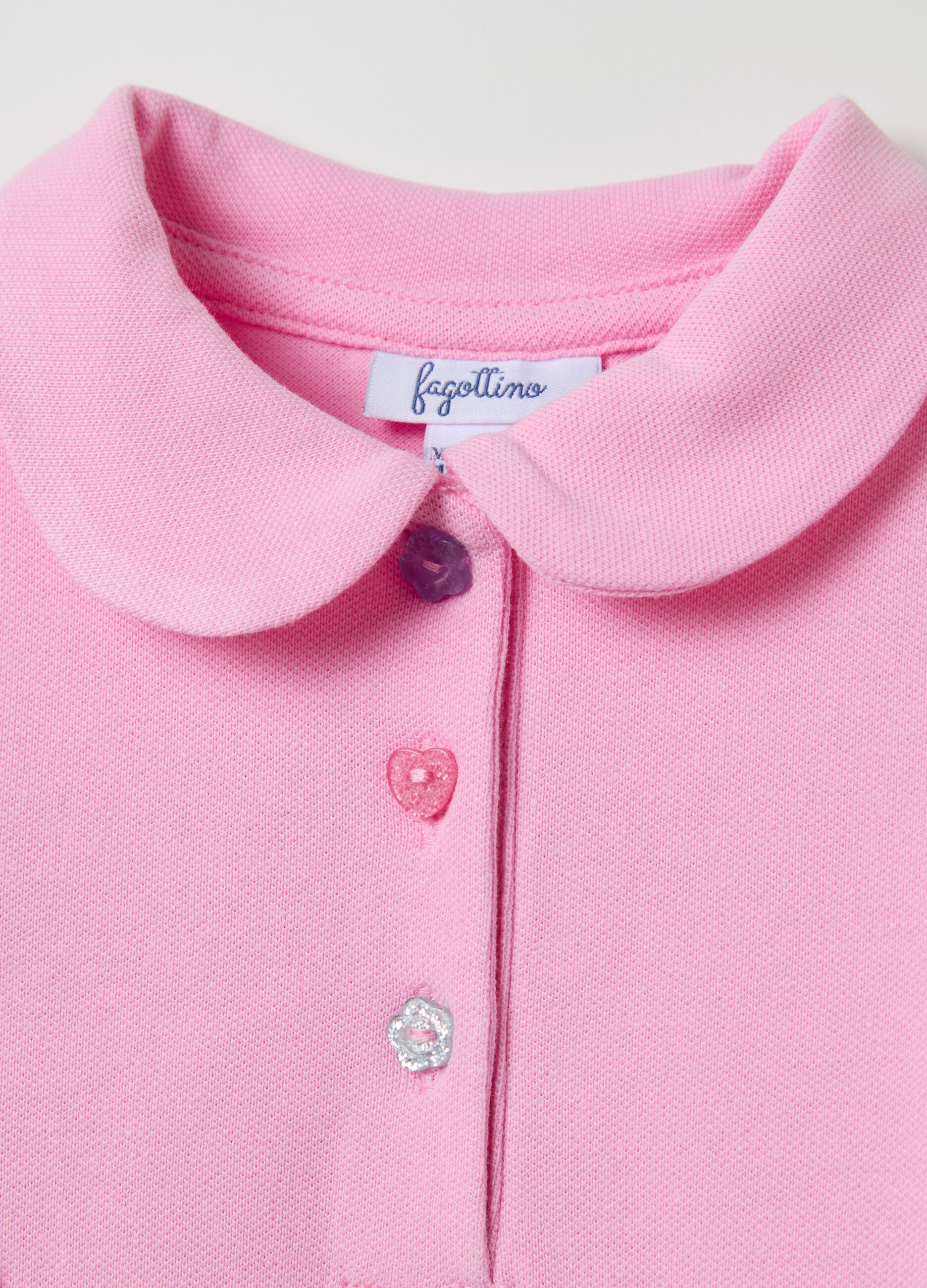 Long-sleeved polo shirt with glitter buttons