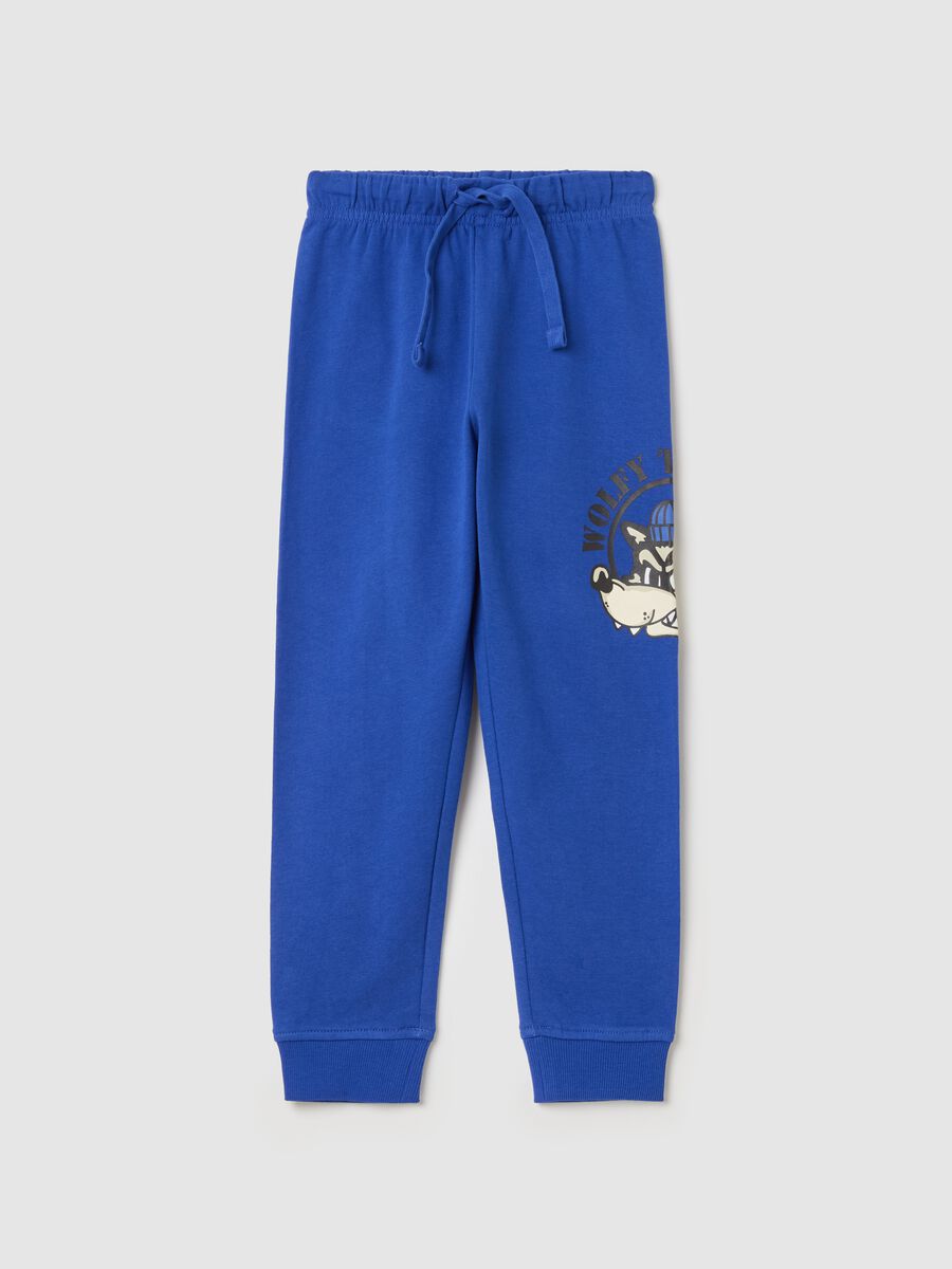Fleece joggers with drawstring and print_0