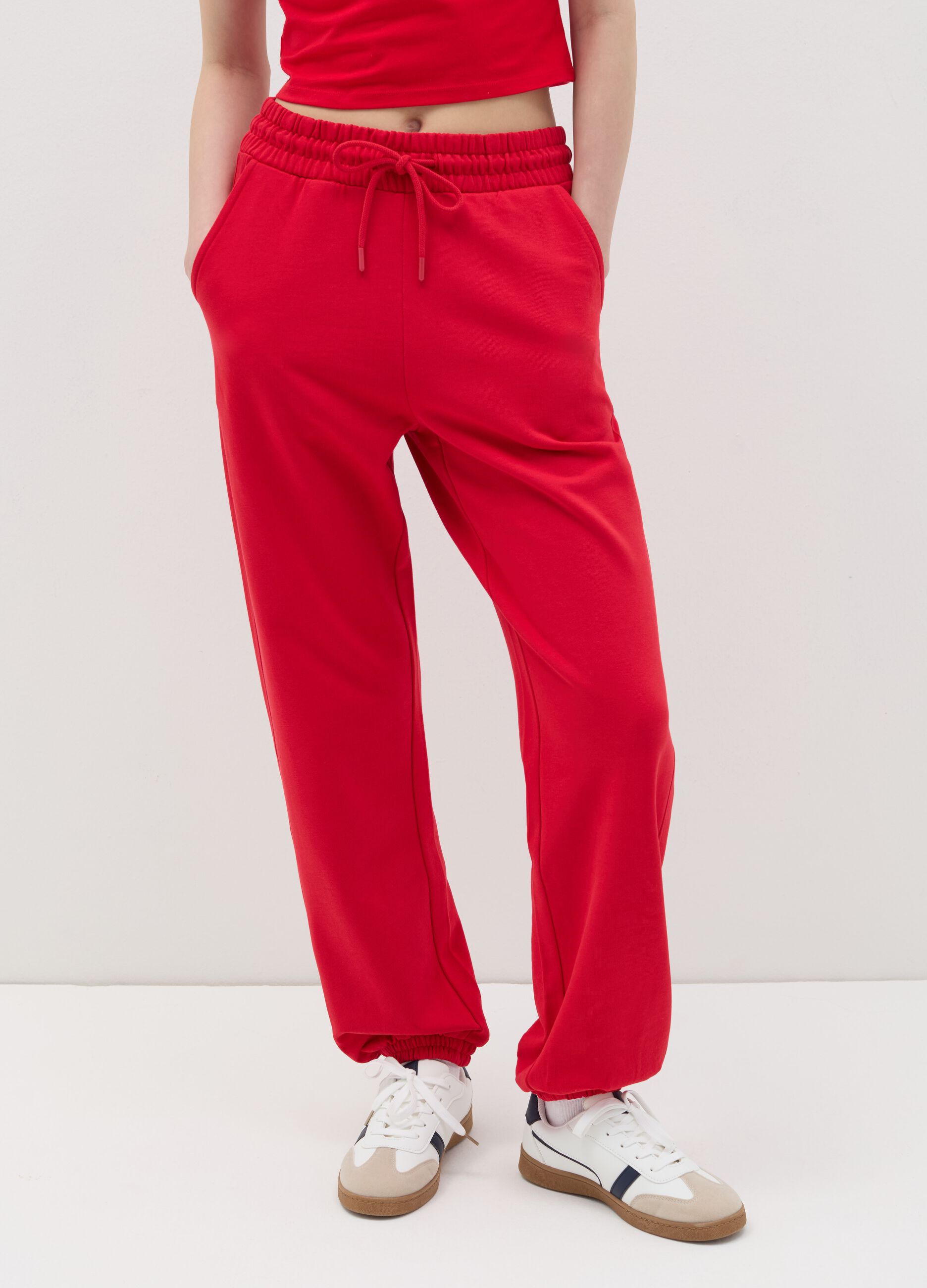 Fleece joggers with drawstring
