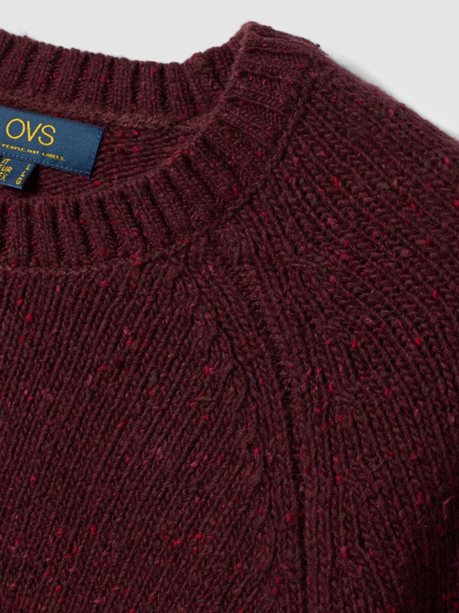 Maglione rosso girocollo in misto cotone e lana_5
