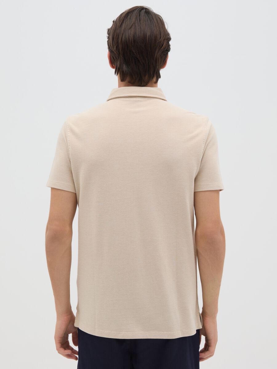 Men's beige regular fit polo shirt in pure cotton_3