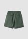 Green pure linen baggy fit cargo shorts for boys_1