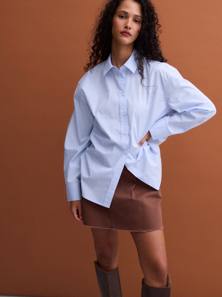 Light blue pure cotton poplin shirt with classic collar, regular fit_0