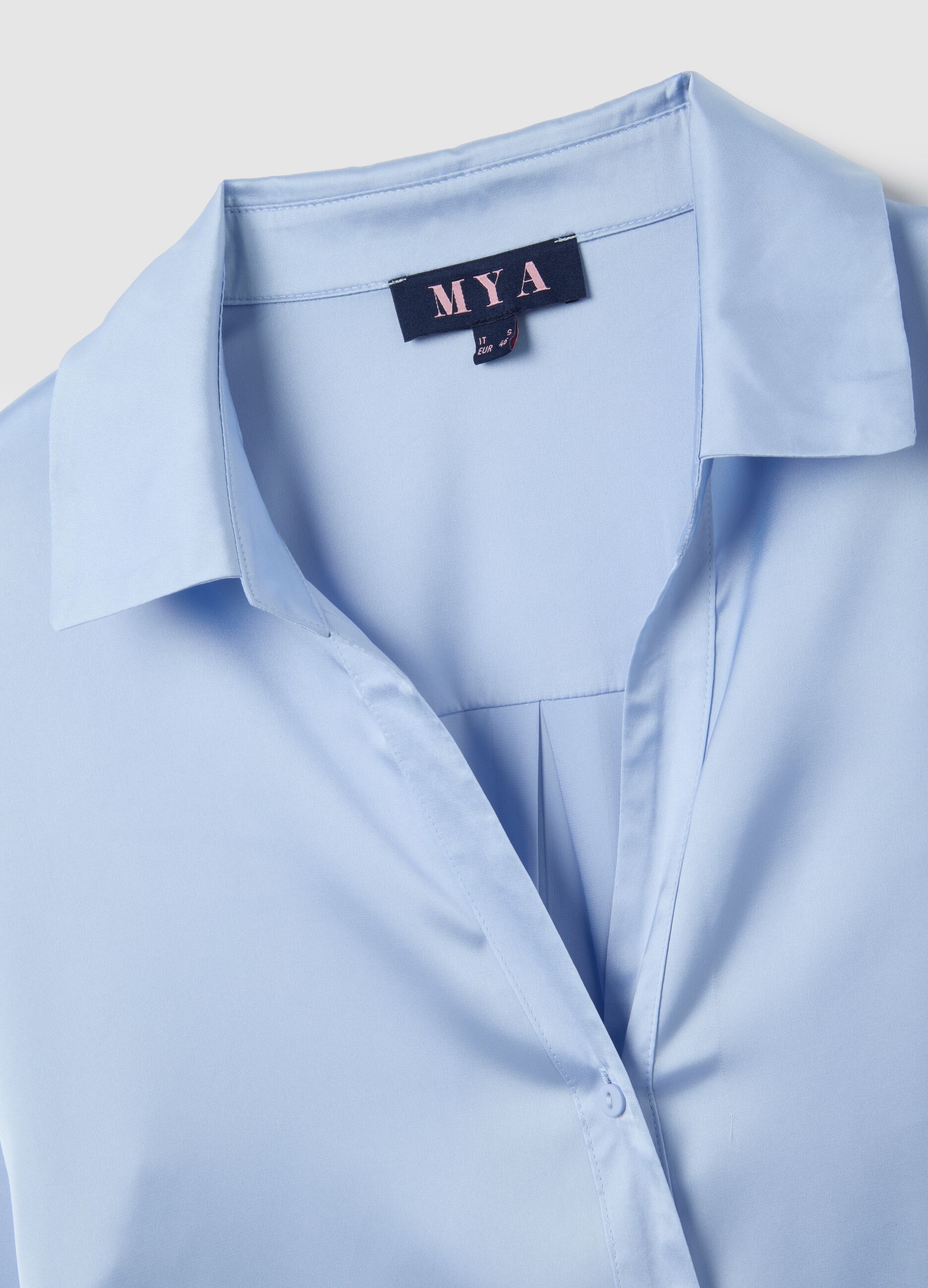 Blue Satin Regular Fit Shirt