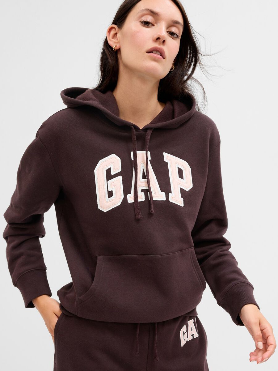 Sweatshirt with hood and logo embroidery_0