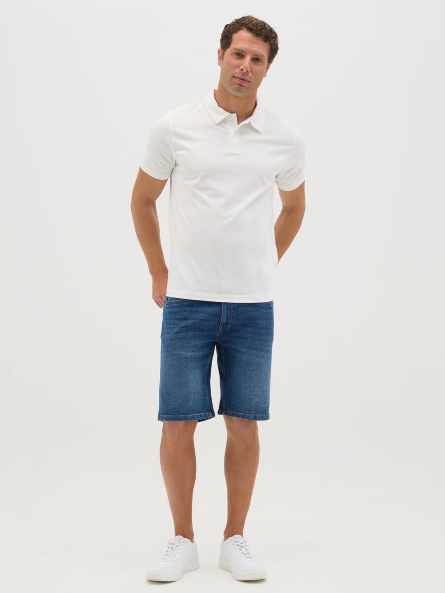 Men's Slim Fit Blue Denim Shorts_0