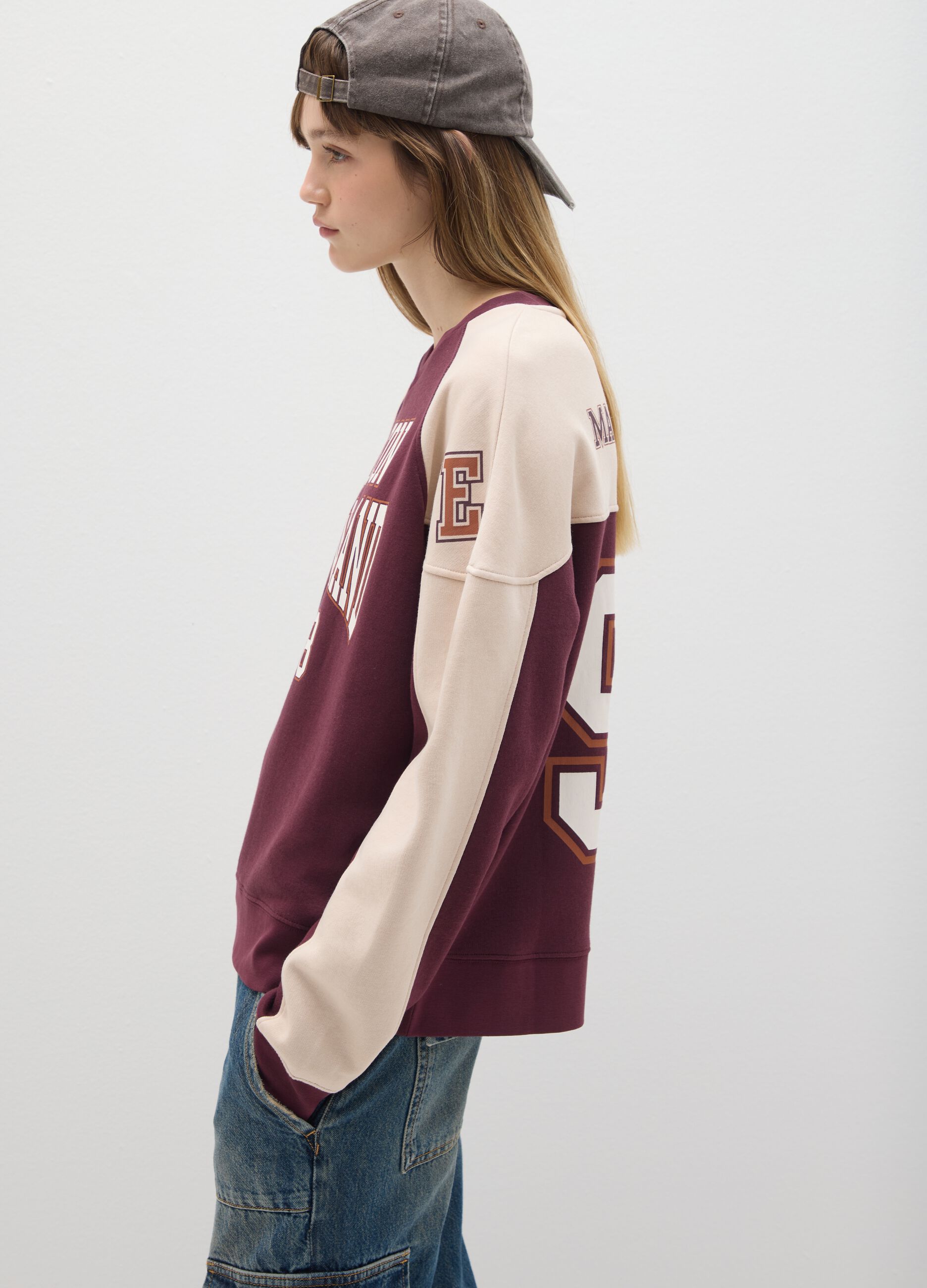 Regular fit multicolour cotton blend sweatshirt with crew neck
