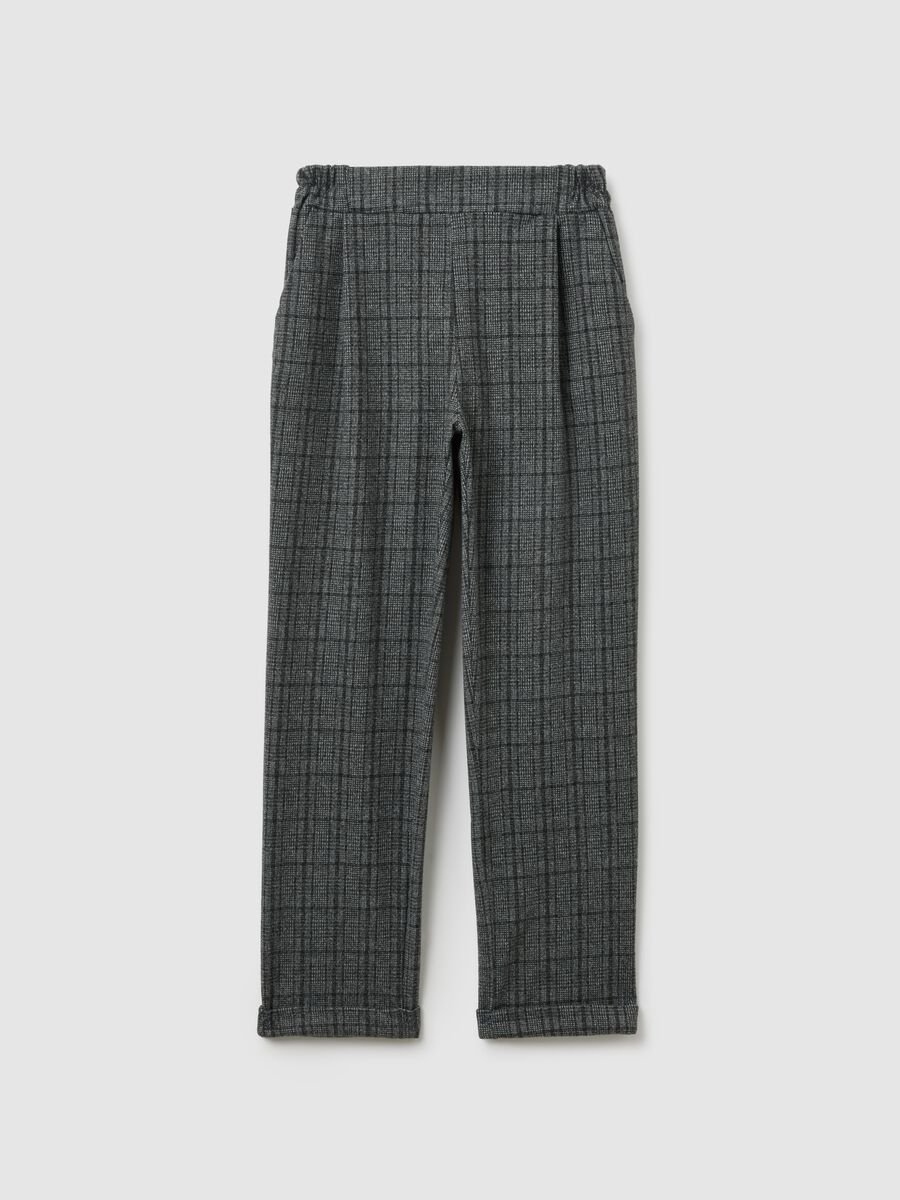 Grey checked trousers in stretch fabric regular fit_0