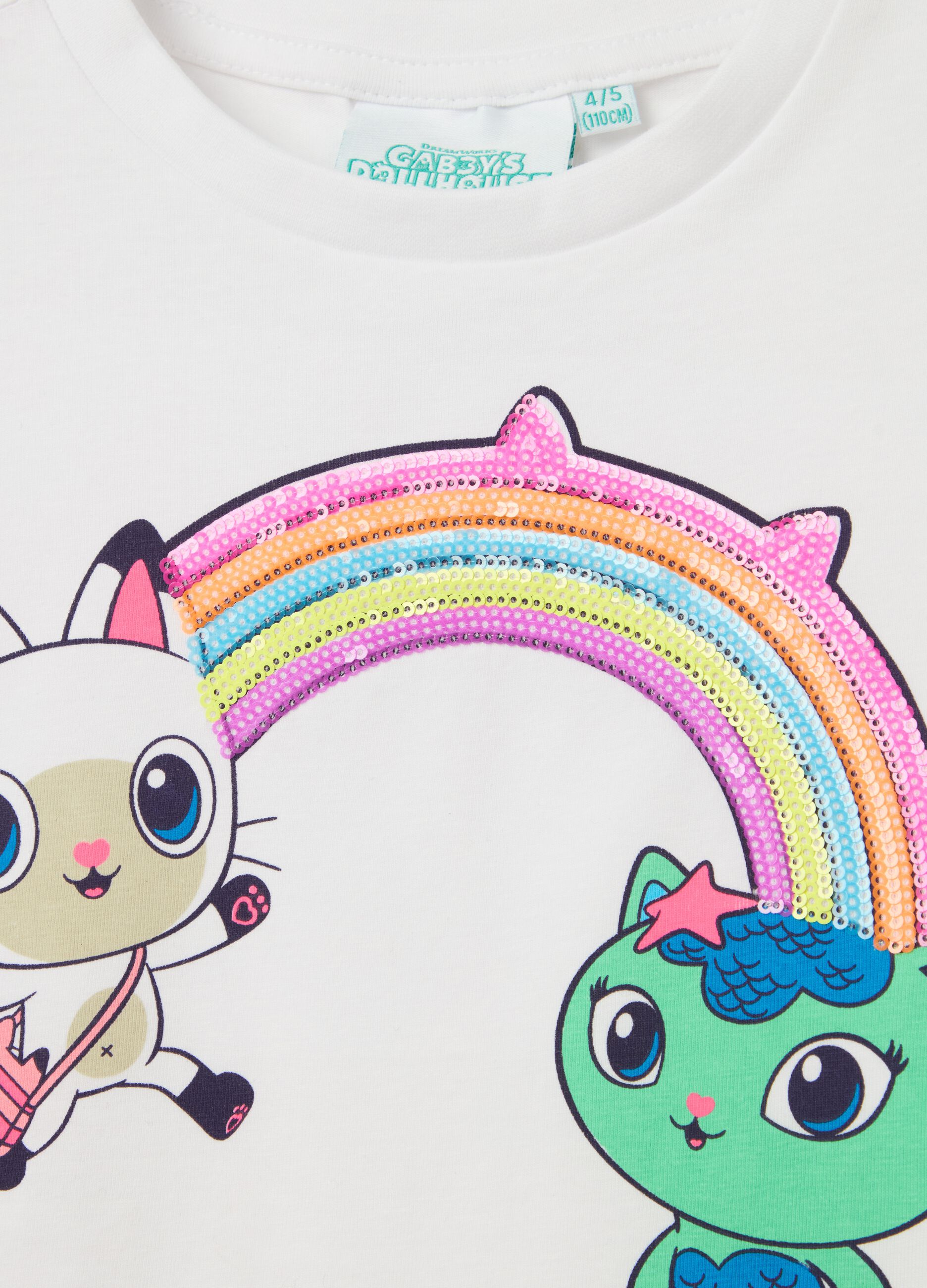 T-shirt with Gabby Dollhouse print and sequins