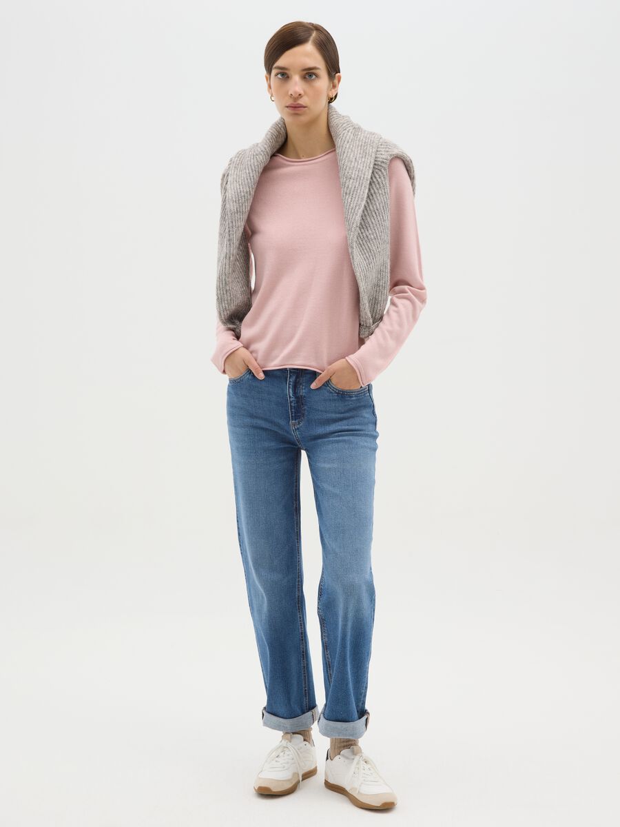 Maglione rosa lungo in jersey_1