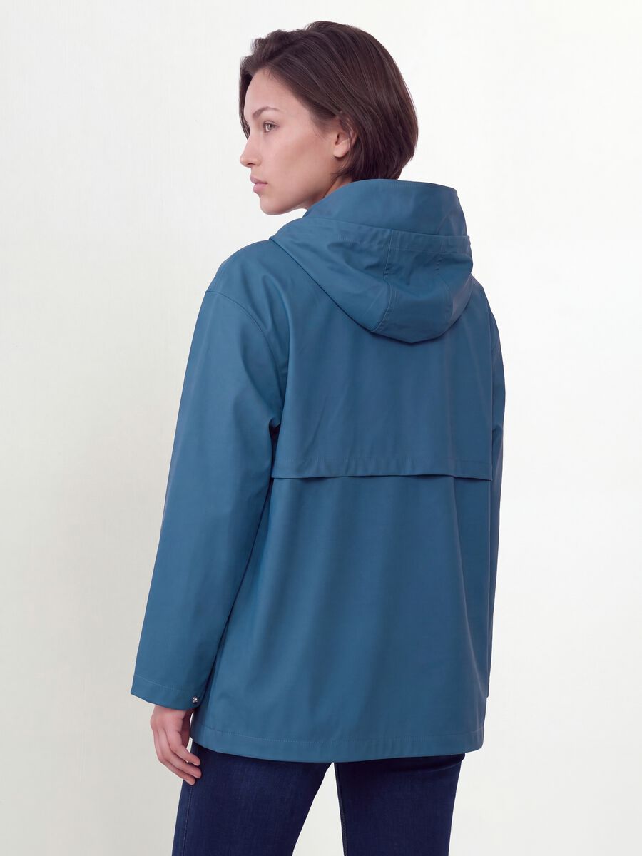 Blue hooded rain jacket with zip, regular fit_3